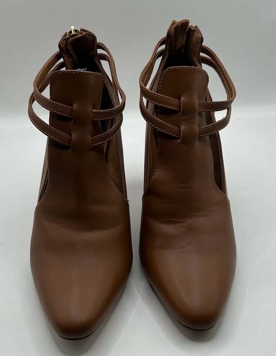 Hal Rubenstein Shoes - Hal Rubenstein Cognac Brown Cutout Block Heel Booties Women’s Size 9M
